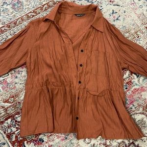 Button Down Peplum Blouse